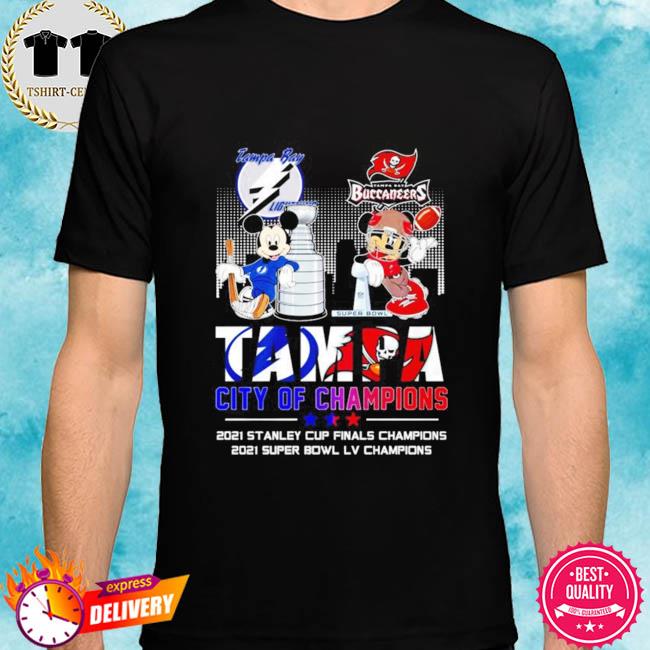 Mickey Mouse Tampa Bay Lightning vs Tampa Bay Buccaneers city of champions 2021 shirt