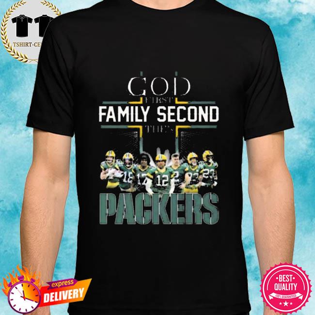 Green Bay Packers Shirt God First Family Second - High-Quality