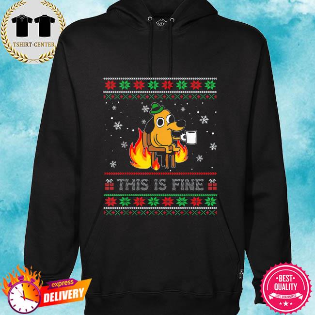 This is fine dog meme Christmas sweater 