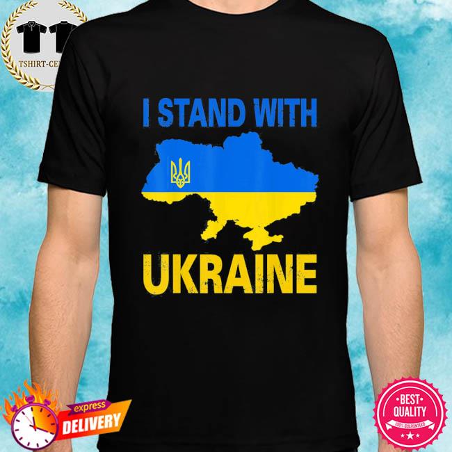 I Stand With Ukraine Support UKRAINE Ukrainian American Flag Free Ukraine Shirt