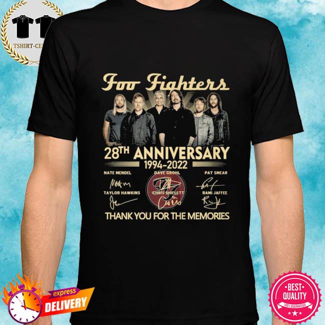 Music Rock Band Foo Fighters 28th Anniversay Foo Fighters Tour US Stadium 2022 shirt Thank You For The Memories Signatures