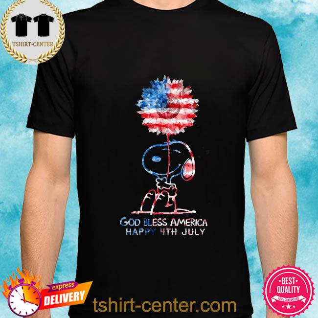 Snoopy hug Sunflower American flag God bless America happy 4th July shirt