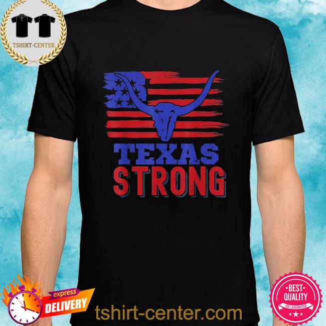 Texas strong American flag bull bullhorns shirt