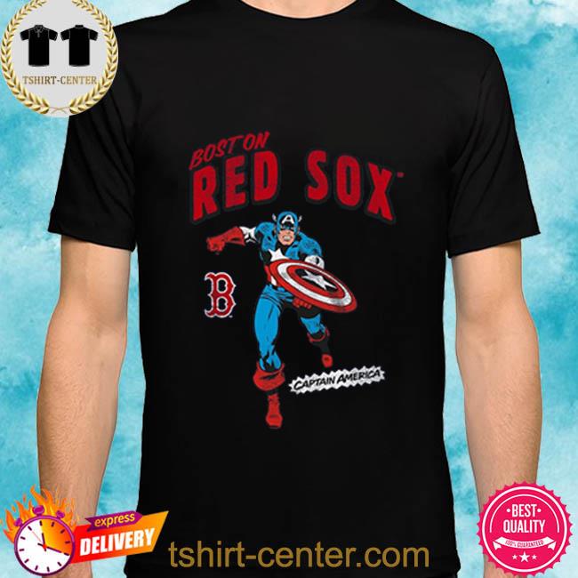 Official Boston Red Sox Youth Team Captain America Marvel T-Shirt