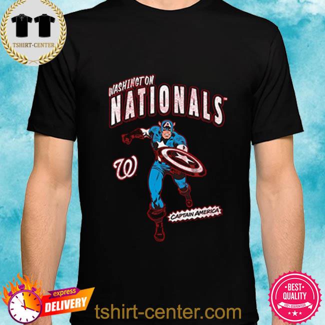 Official Youth Washington Nationals Red Team Captain America Marvel Shirt