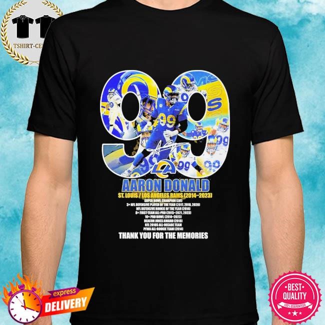 Official Aaron Donald St Louis Los Angeles Rams 2014-2023 Thank You For The Memories Tee Shirt