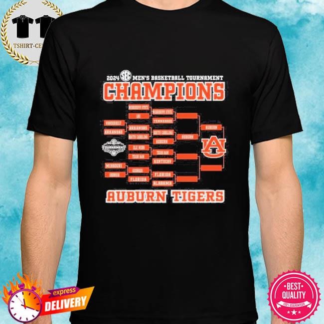 Official Auburn Tigers Original Retro Brand 2024 SEC Men’s Basketball Conference Tournament Champions Bracket Tee Shirt