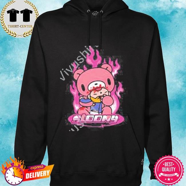 Official Gloomybearstore Gloomy Bear Y2k Pink Flame Tee Shirt hoodie.jpg