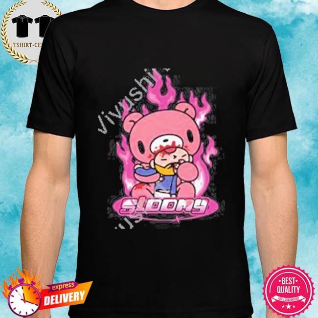 Official Gloomybearstore Gloomy Bear Y2k Pink Flame Tee Shirt