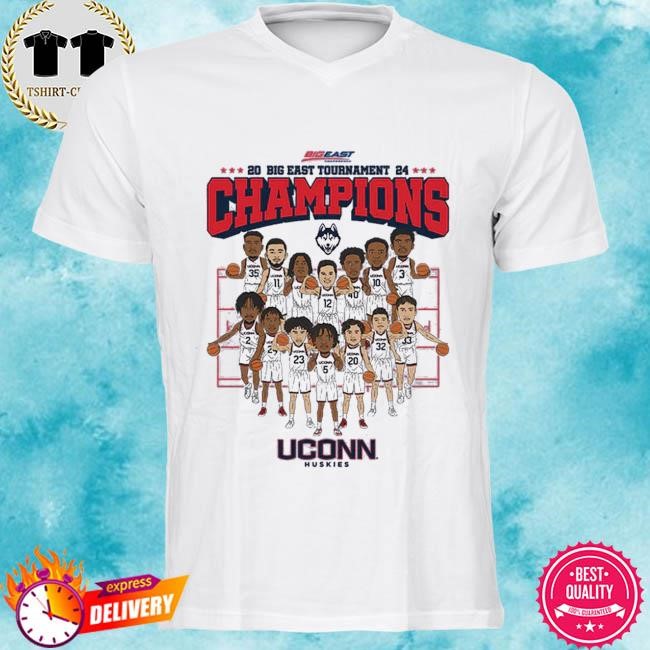 Official Uconn Ncaa Men’s Basketball 2024 Big East Tournament Champions Team Caricature Tee Shirt